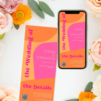 Invitation Retro orange rose abstrait mariage rsvp détails