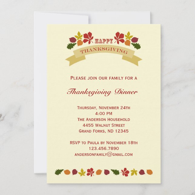 Invitation Retro Ornate Thanksgiving (Devant)