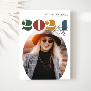 Invitation Retro Oval Modern Class de 2024 Diplôme Photo
