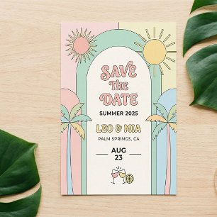 Invitation Retro Palm Springs Enregistrez la Date Groovy