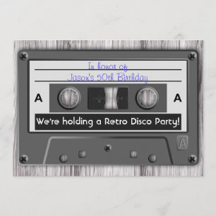 Invitation Rétro partie de disco d'enregistreur à cassettes