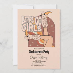 Invitation Retro Pastel Rodéo Rose Bachelorèse