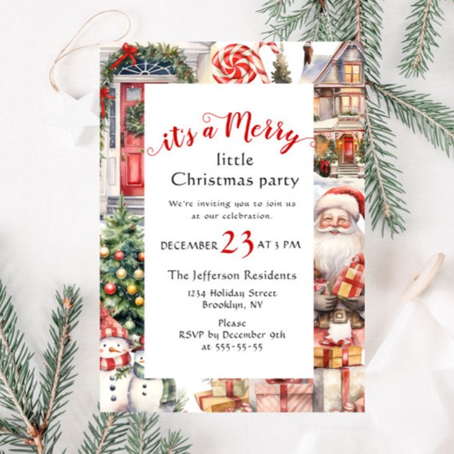 Invitation Retro Pays Vintage Joyeux Petit Noël (Créateur téléchargé)