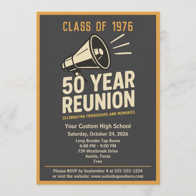 Invitation Retro Pep Rally Style 50 Year Class Reunion (Devant)