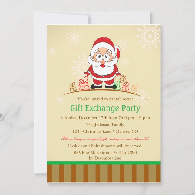 Invitation Retro Père Noël avec des cadeaux (Devant)
