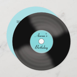 Invitation Retro Personnalisé Anniversaire Vinyl Enregistreme