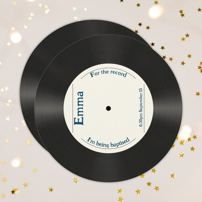 Invitation Retro Personnalisé Pour Le Baptême Adulte Record (Créateur téléchargé)