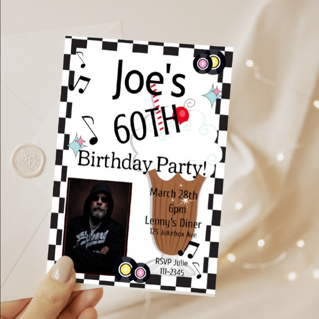 Invitation Retro Photo Anniversaire n'importe quel âge, année (Créateur téléchargé)