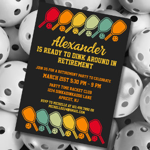Invitation Retro Pickleball Party Sports Paddles retraite