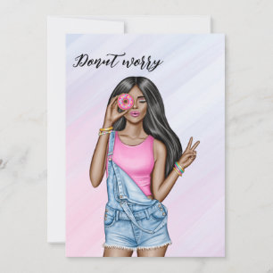 Invitation Retro Pink and Blue Donut Girl Bachelorette Party