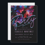 Invitation Retro Pink Blue Neon Floral 40e anniversaire<br><div class="desc">Des fleurs roses et bleues rétro avec des reflets néons apportent une ambiance cyberpunk Y2K à cette invitation de fête du 40ème anniversaire. Le grand script de néon Thirty ajoute à l'esthétique. Les fleurs moody flottent sur le tiers supérieur de l'invitation, pour encadrer Trente. Le texte modifiable vous permet d'ajouter...</div>