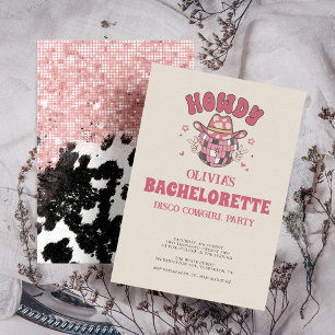 Invitation Retro Pink Disco Cowgirl Bachelorte Party