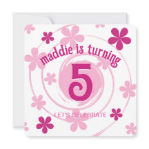 Retro Pink Modern Flower Girly Any Age Birthday