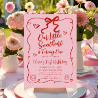 Retro Pink Notre Petite Amoureuse Rouge 1er Annive