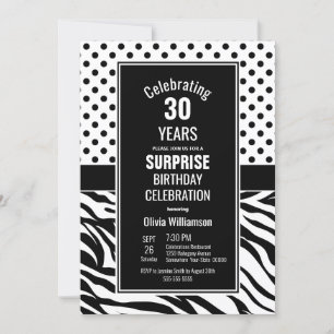 Invitation Retro Polka Dot 30e anniversaire Surprise Party