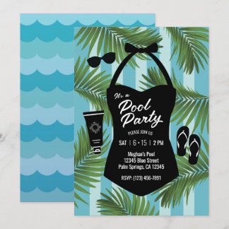 Invitation Retro Pool en maillot de bain (bleu)