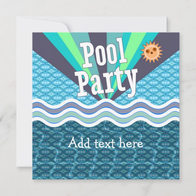 Invitation Retro Pool Party (Devant)