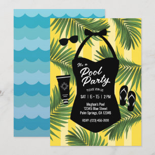 Invitation Retro Pool Pool en maillot de bain (jau