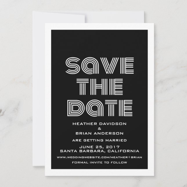 Invitation rétro pour annoncer la date de sauvegar (Devant)