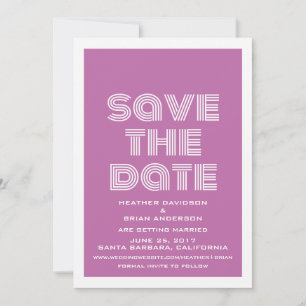 Invitation rétro pour annoncer la date, fuchsia