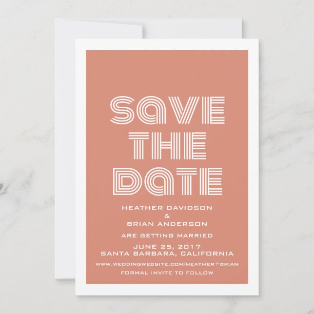 Invitation rétro pour annoncer la date, Orange (Devant)