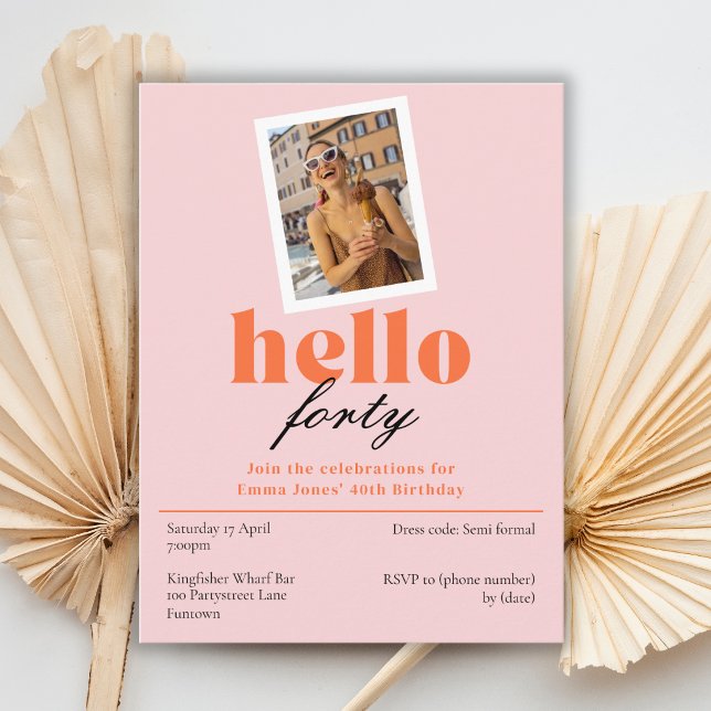 Invitation rétro pour les 40 ans de Peach "Hello f (Créateur téléchargé)
