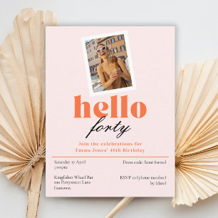 Invitation rétro pour les 40 ans Hello forty Paste