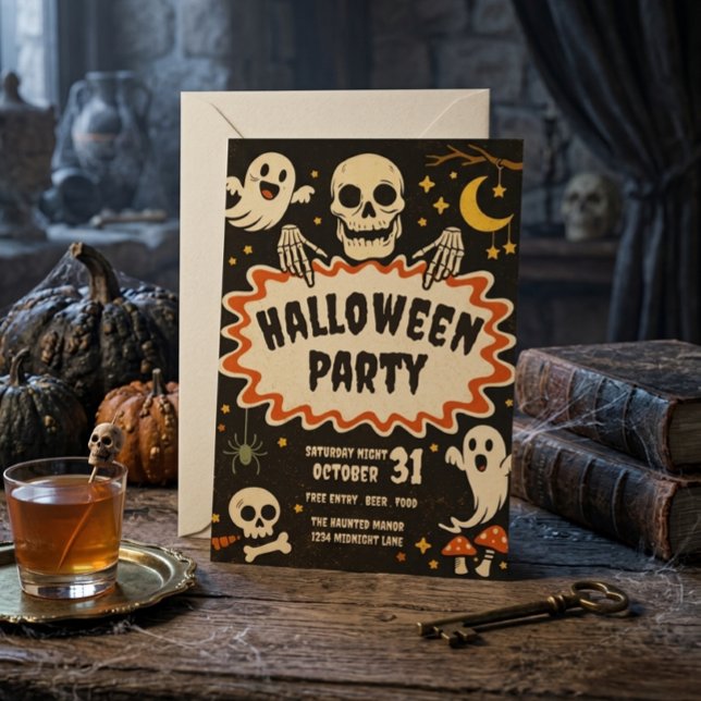 Invitation rétro pour soirée Halloween (Créateur téléchargé)