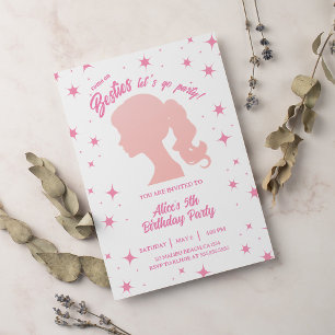 Invitation Retro Pretty Rose Malibu Stars Anniversaire