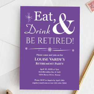 Invitation Retro Purple Mange Boire Et Retire