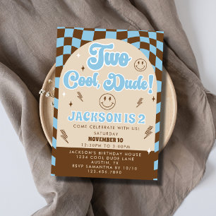 Invitation Retro Rad Deux Cool Dude Boy 2e fête d'anniversair