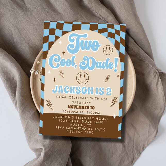 Invitation Retro Rad Deux Cool Dude Boy 2e fête d'anniversair (Créateur téléchargé)