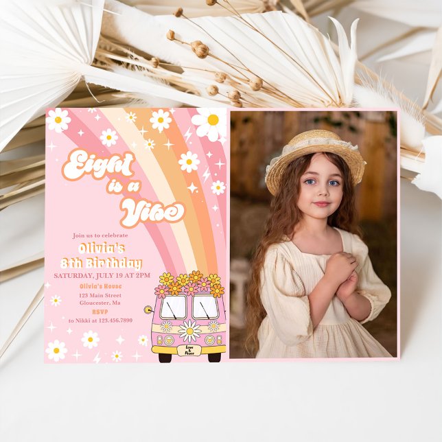 Invitation Retro Rainbow Eight est un Vibe Super 8e anniversa (Créateur téléchargé)