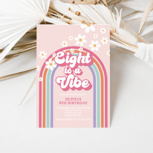 Invitation Retro Rainbow Eight est une Vibe 8e Anniversaire