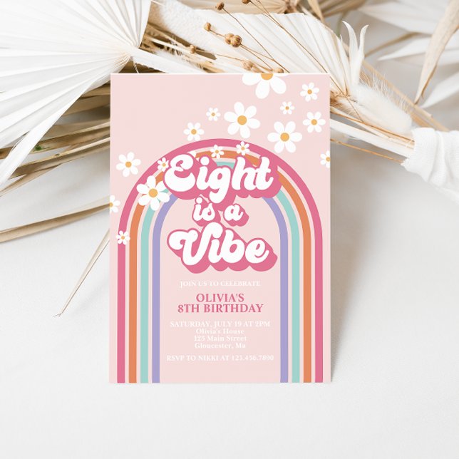 Invitation Retro Rainbow Eight est une Vibe 8e Anniversaire (Créateur téléchargé)