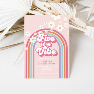 Invitation Retro Rainbow Five est un Vibe 5e anniversaire
