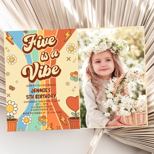 Invitation Retro Rainbow Five est un Vibe Super 5e anniversai (Créateur téléchargé)