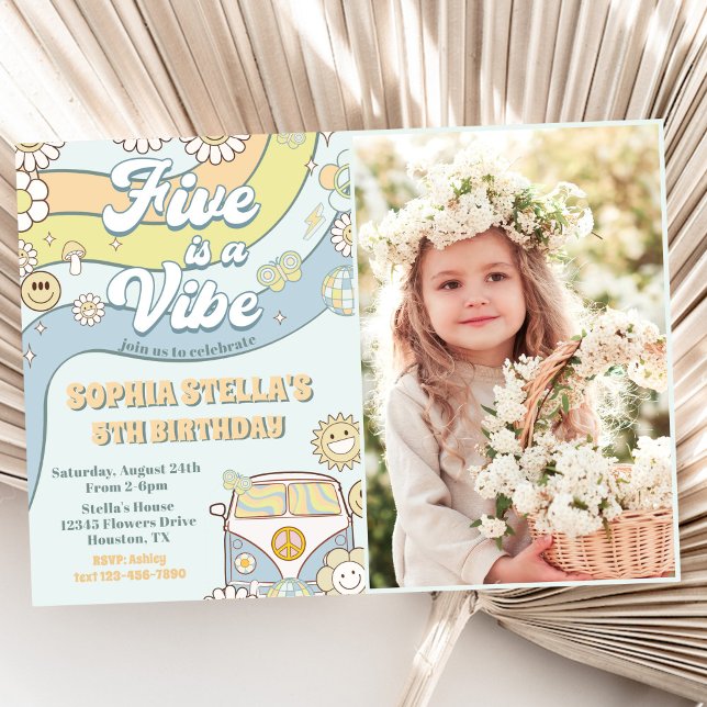 Invitation Retro Rainbow Five est un Vibe Super 5e anniversai (Créateur téléchargé)