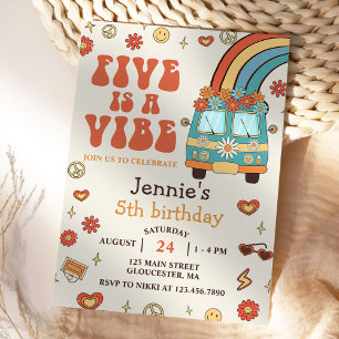 Invitation Retro Rainbow Five est un Vibe Super 5e anniversai
