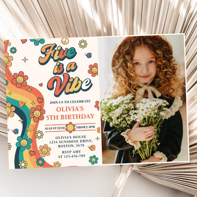 Invitation Retro Rainbow Five est un Vibe Super 5e anniversai (Créateur téléchargé)