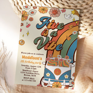Invitation Retro Rainbow Five est un Vibe Super 5e anniversai