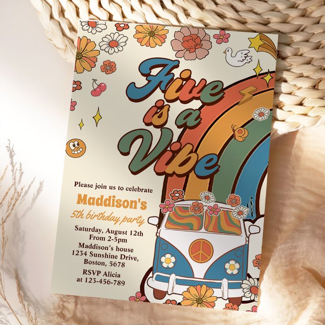 Invitation Retro Rainbow Five est un Vibe Super 5e anniversai (Créateur téléchargé)