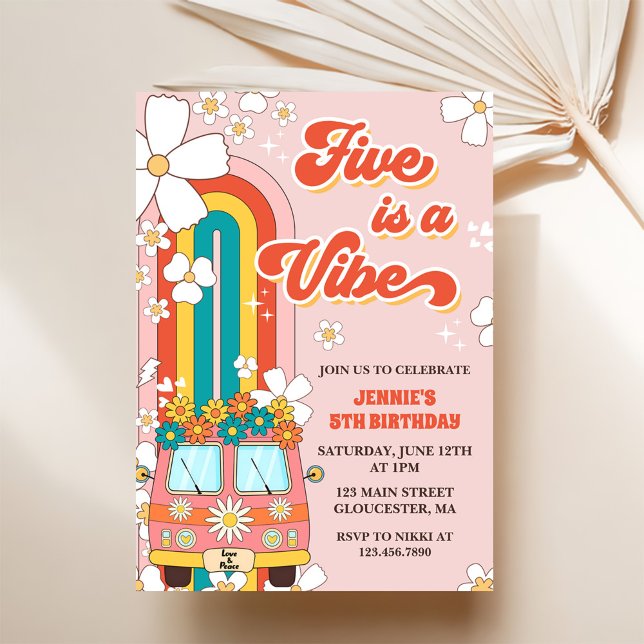 Invitation Retro Rainbow Five est un Vibe Super 5e anniversai (Créateur téléchargé)
