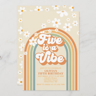 Invitation Retro Rainbow FIVE est une Vibe Super 5e anniversa