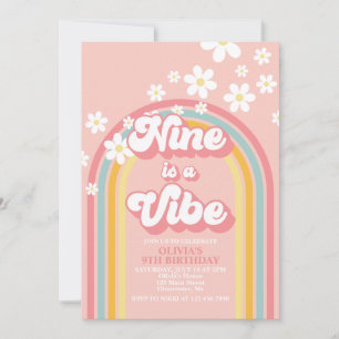 Invitation Retro Rainbow Nine est un Vibe Super 9e anniversai