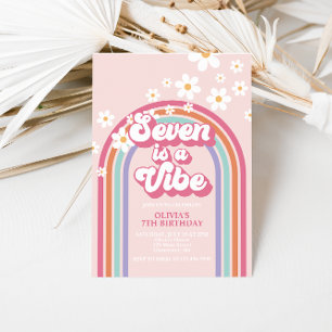 Invitation Retro Rainbow Seven est une Vibe 7e anniversaire