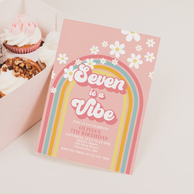 Invitation Retro Rainbow Seven est une Vibration Anniversaire (Créateur téléchargé)