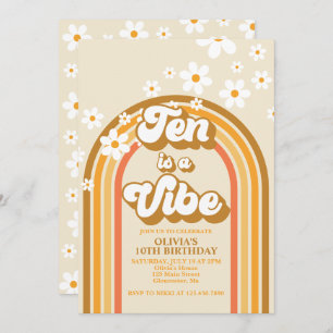 Invitation Retro Rainbow Ten est un Vibe Super 10e anniversai