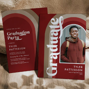 Invitation Retro Red Arch Photo 2025 Graduation Party