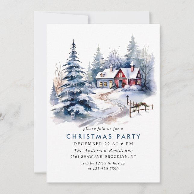 Invitation Retro Red Farm Grange Noël Fête (Devant)
